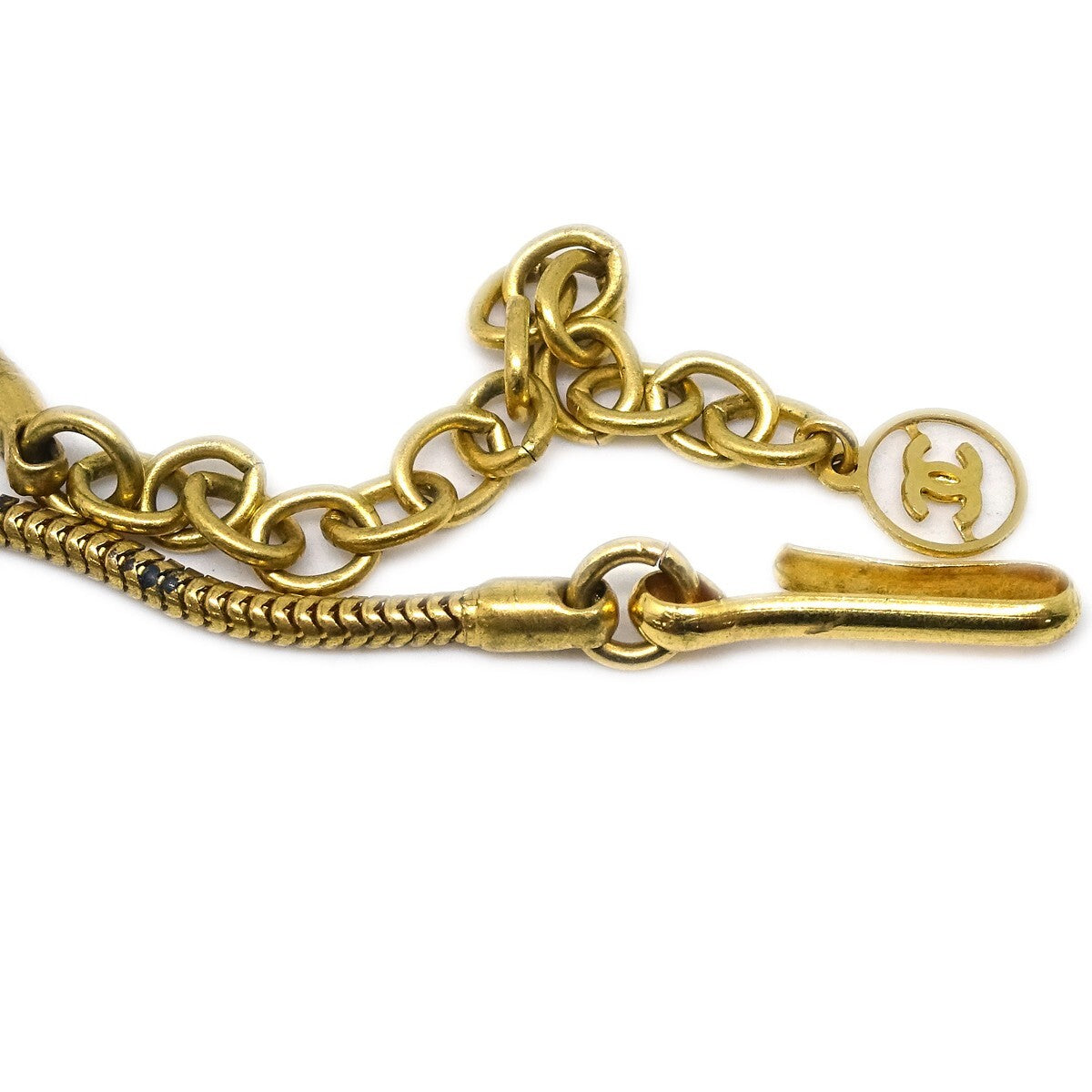 Chanel Vintage Cc Ball Pendant Necklace Metal And Enamel Beige Gold_Plated Necklace Jewelry