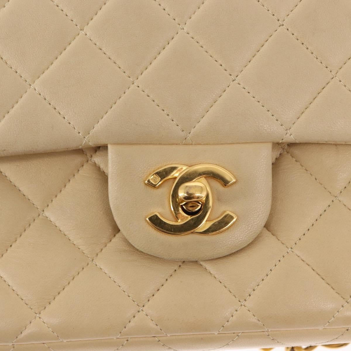 Chanel Vintage Classic Flap Backpack Quilted Lambskin Beige Leather Backpack Bag
