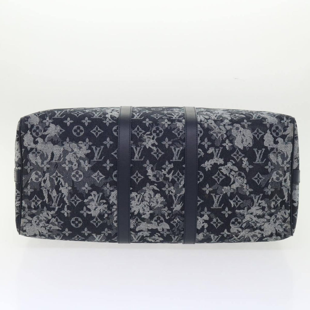 Louis Vuitton Keepall Bandouliere Bag Monogram Tapestry Canvas Navy Canvas Bag