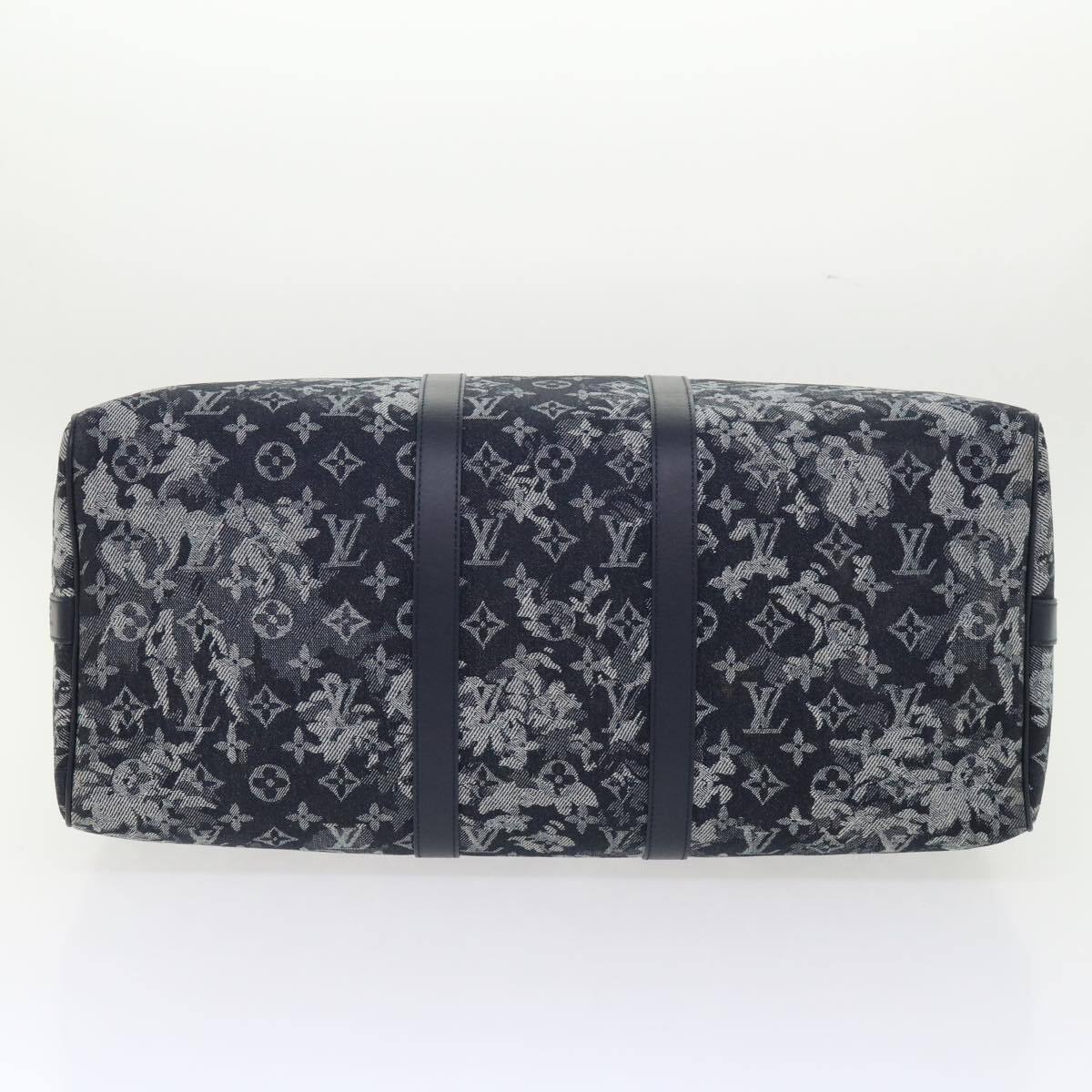 Louis Vuitton Keepall Bandouliere Bag Monogram Tapestry Canvas Navy Canvas Bag