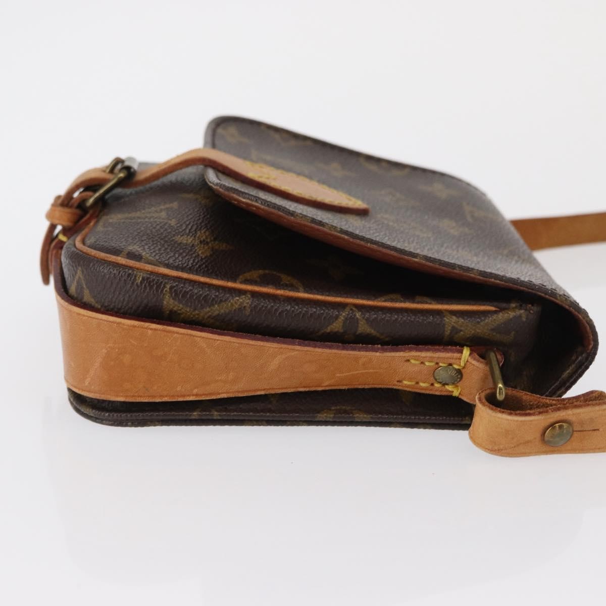Louis Vuitton Cartouchiere Handbag Monogram Canvas Brown Canvas Shoulder Bag