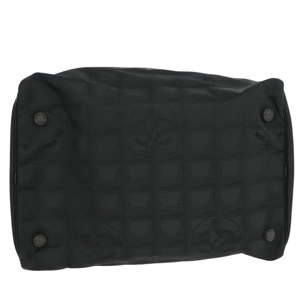 Chanel Travel Line Barrel Bag Nylon Black Nylon Handbag