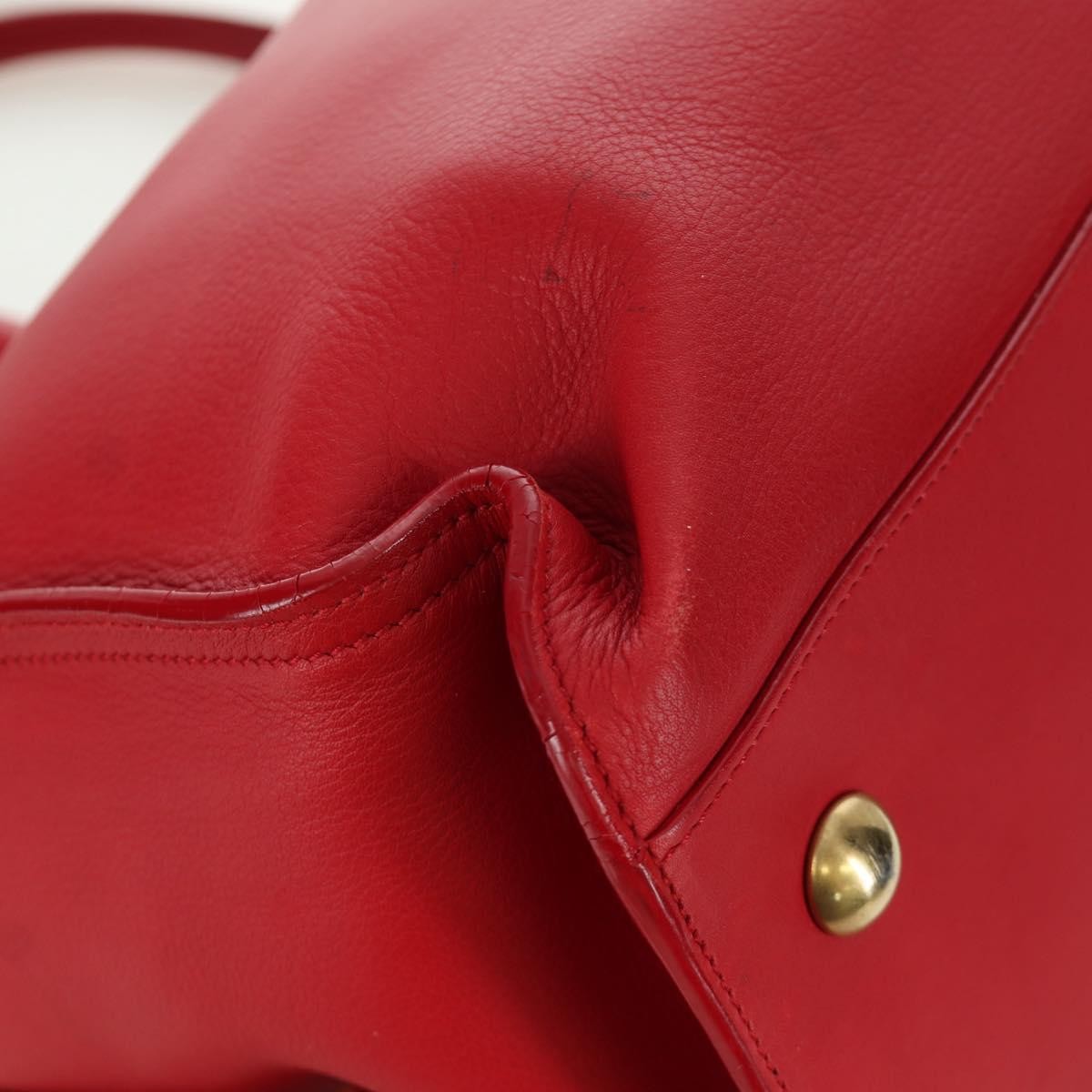 Saint Laurent Classic Y Cabas Leather Red Leather Handbag (Pre-Owned)