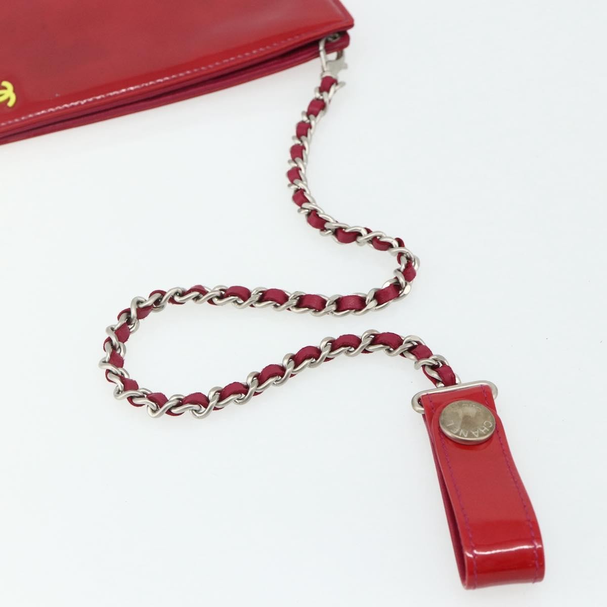 Chanel Vintage Cc Bifold Card Holder Patent Leather Red Patent_Leather Card Holders Accessory