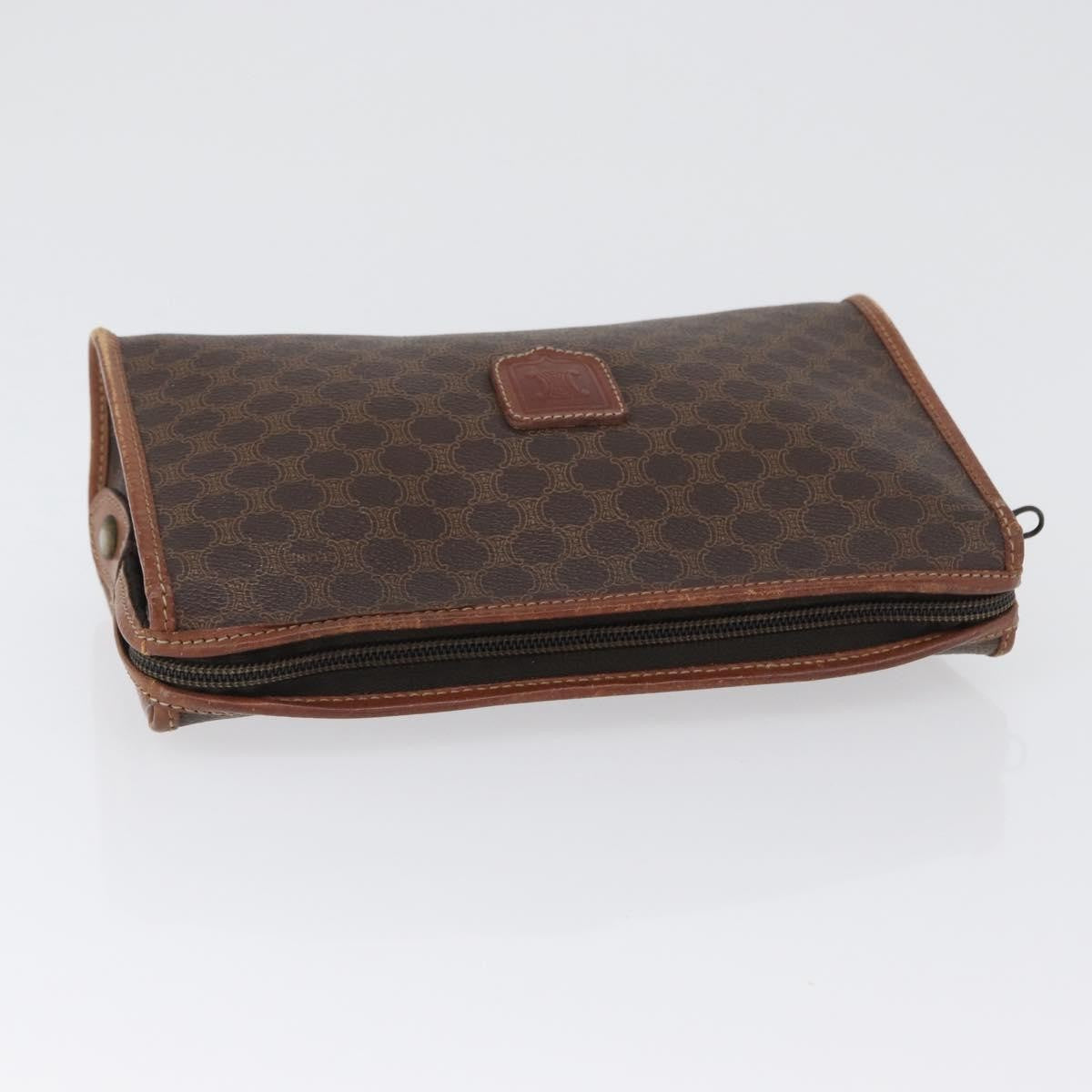 Celine Macadam Pochette Canvas And Leather Brown Canvas Clutche & Pouche Bag