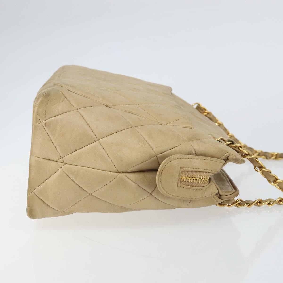 Chanel Vintage Camera Bag Quilted Leather Beige Leather Shoulder Bag Bag