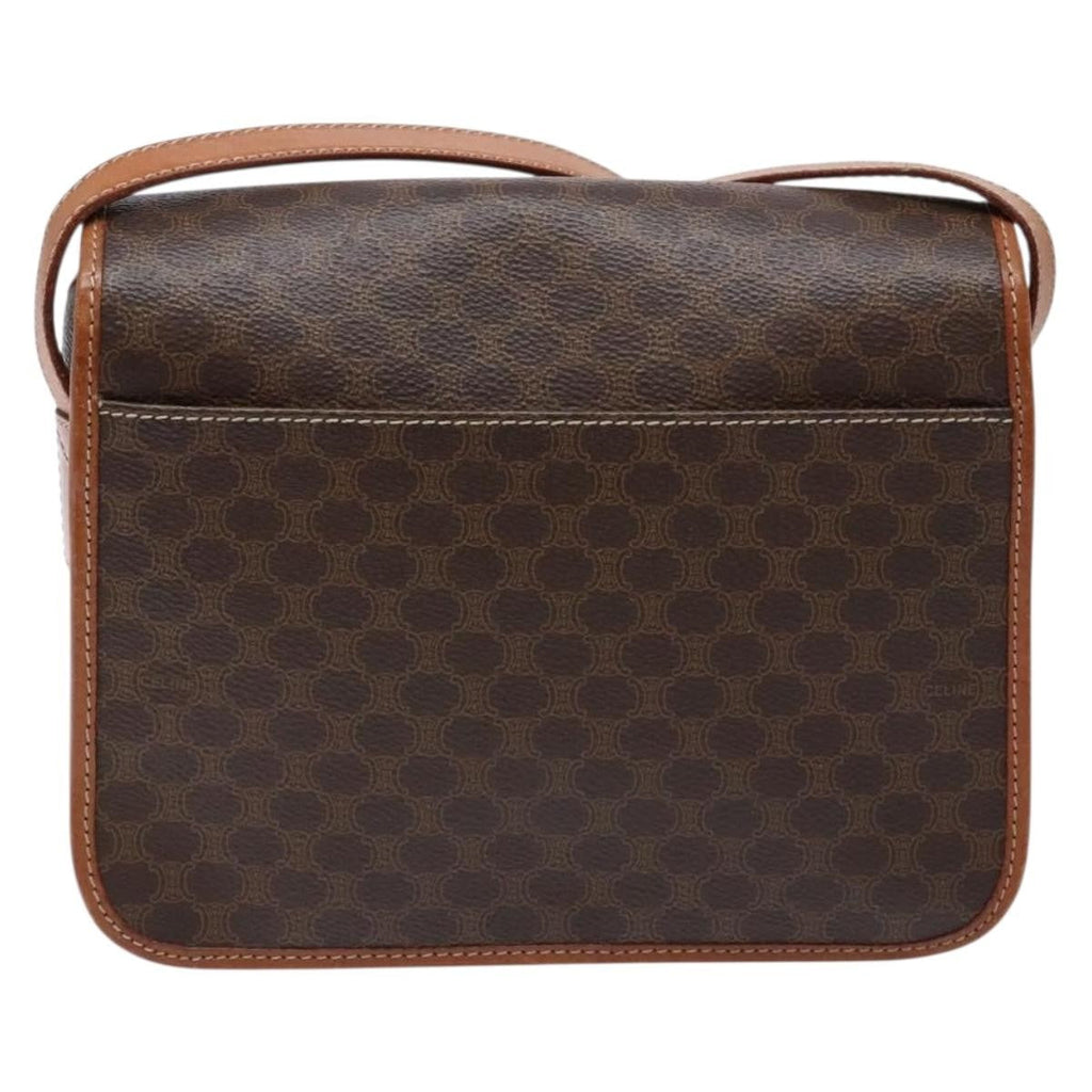 Celine Macadam Shoulder Bag Pvc Leather Brown Canvas Bag
