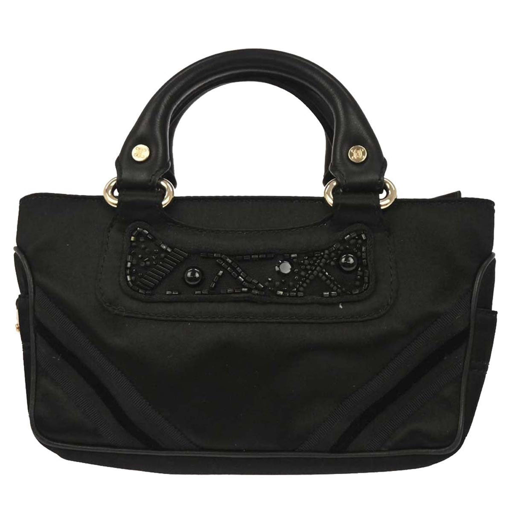 Celine Boogie Satchel Satin Black Satin Handbag