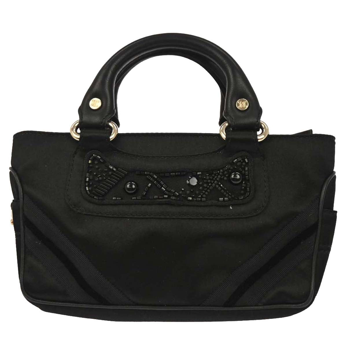Celine Boogie Satchel Satin Black Satin Handbag
