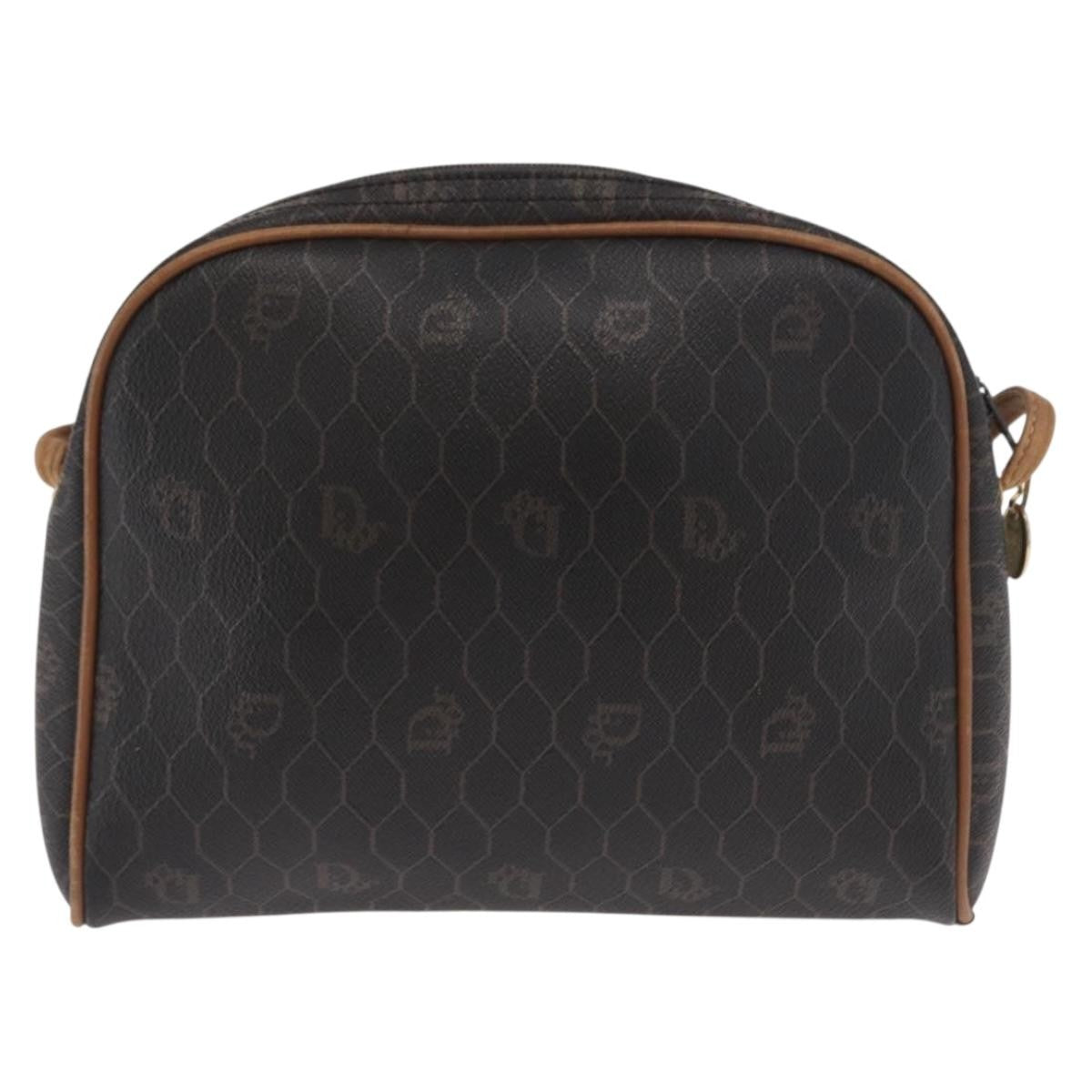 Christian Dior Vintage Honeycomb Shoulder Bag Canvas And Leather Black Canvas Shoulder Bag Bag (Pre-Owned)