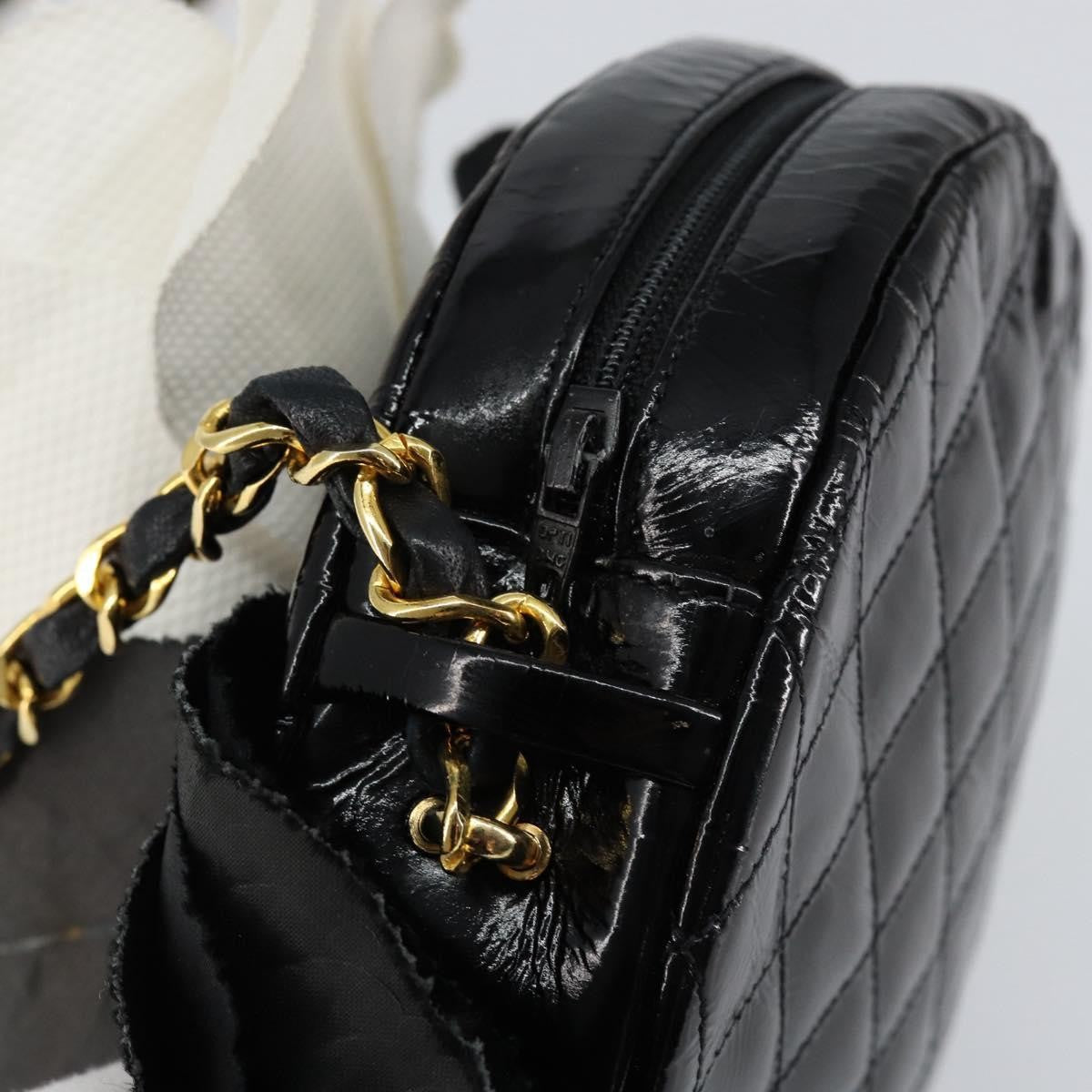 Chanel Vintage Camellia Round Evening Bag Lambskin And Satin Black Patent_Leather Clutche & Pouche Bag