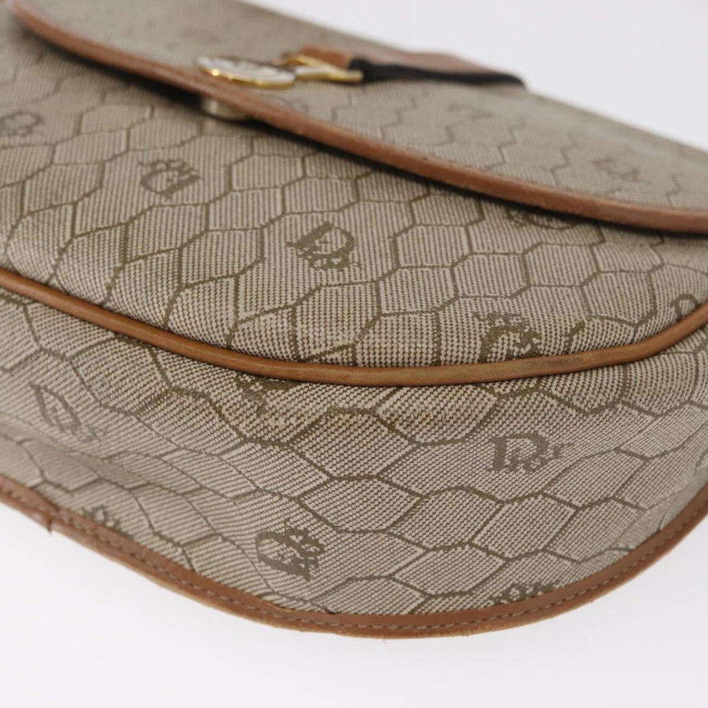 Christian Dior Vintage Honeycomb Shoulder Bag Canvas And Leather Beige Canvas Shoulder Bag Bag (Pre-Owned)
