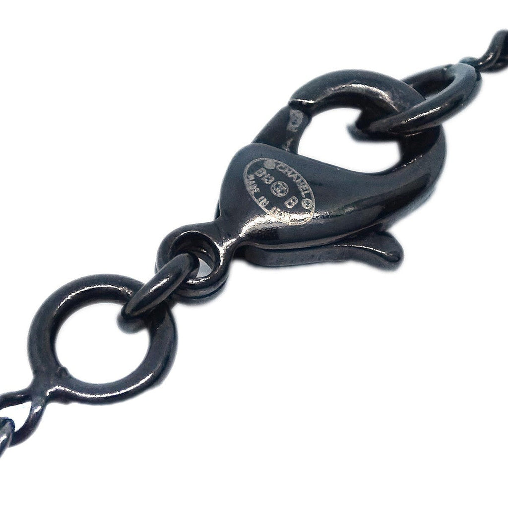 Chanel Cc Pearl Drop Necklace Metal With Pearls Black Metal Necklace Jewelry