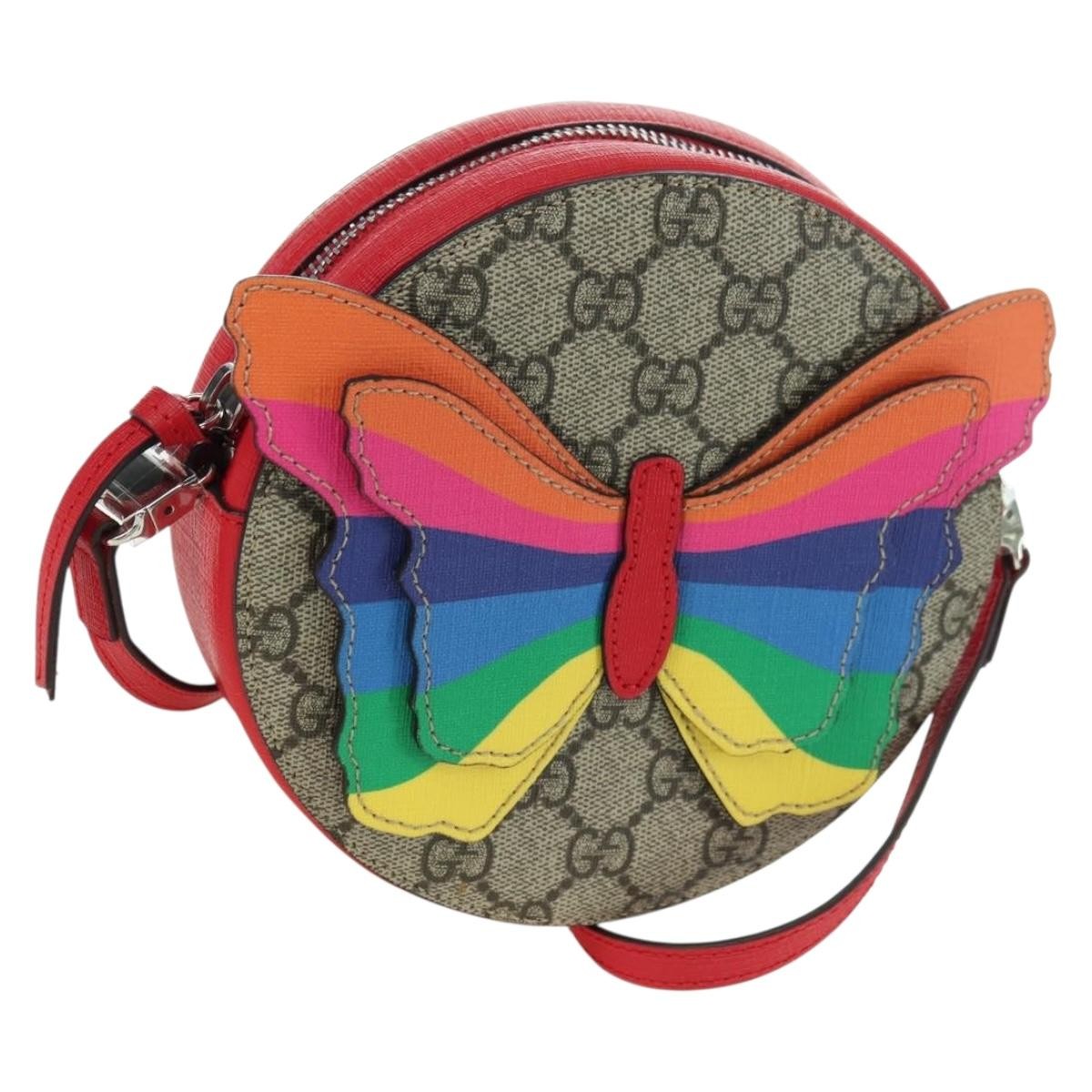 Gucci Kids Gg Supreme Rainbow Butterfly Shoulder Bag Gg Canvas Beige Pvc Shoulder Bag Bag (Pre-Owned)