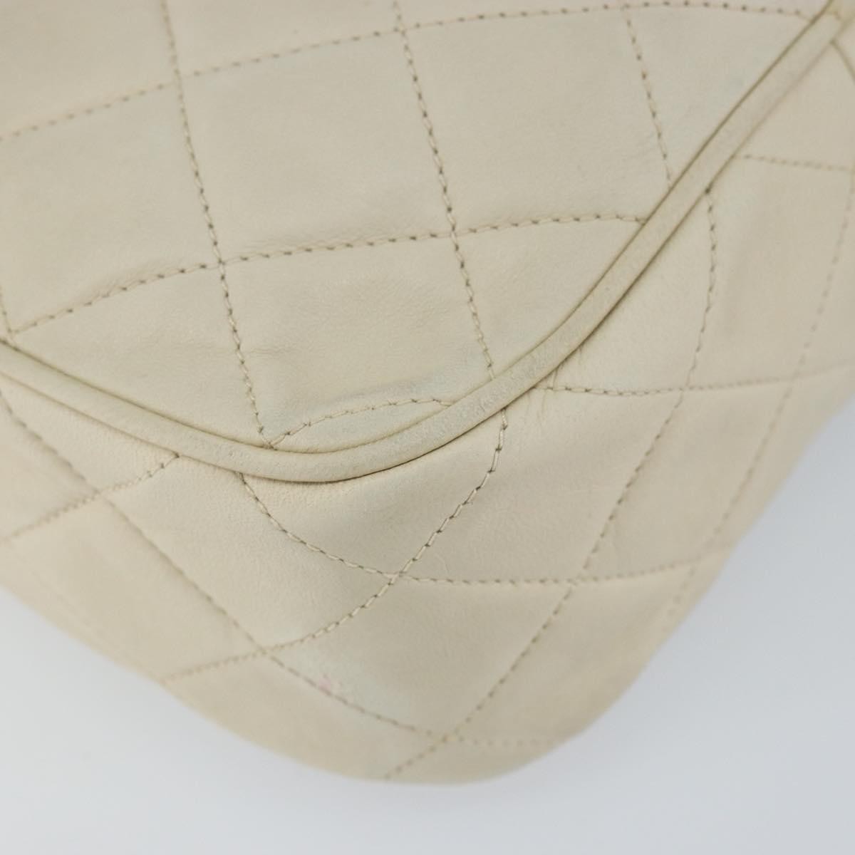 Chanel Vintage Front Pocket Camera Bag Quilted Lambskin Beige Leather Shoulder Bag Bag