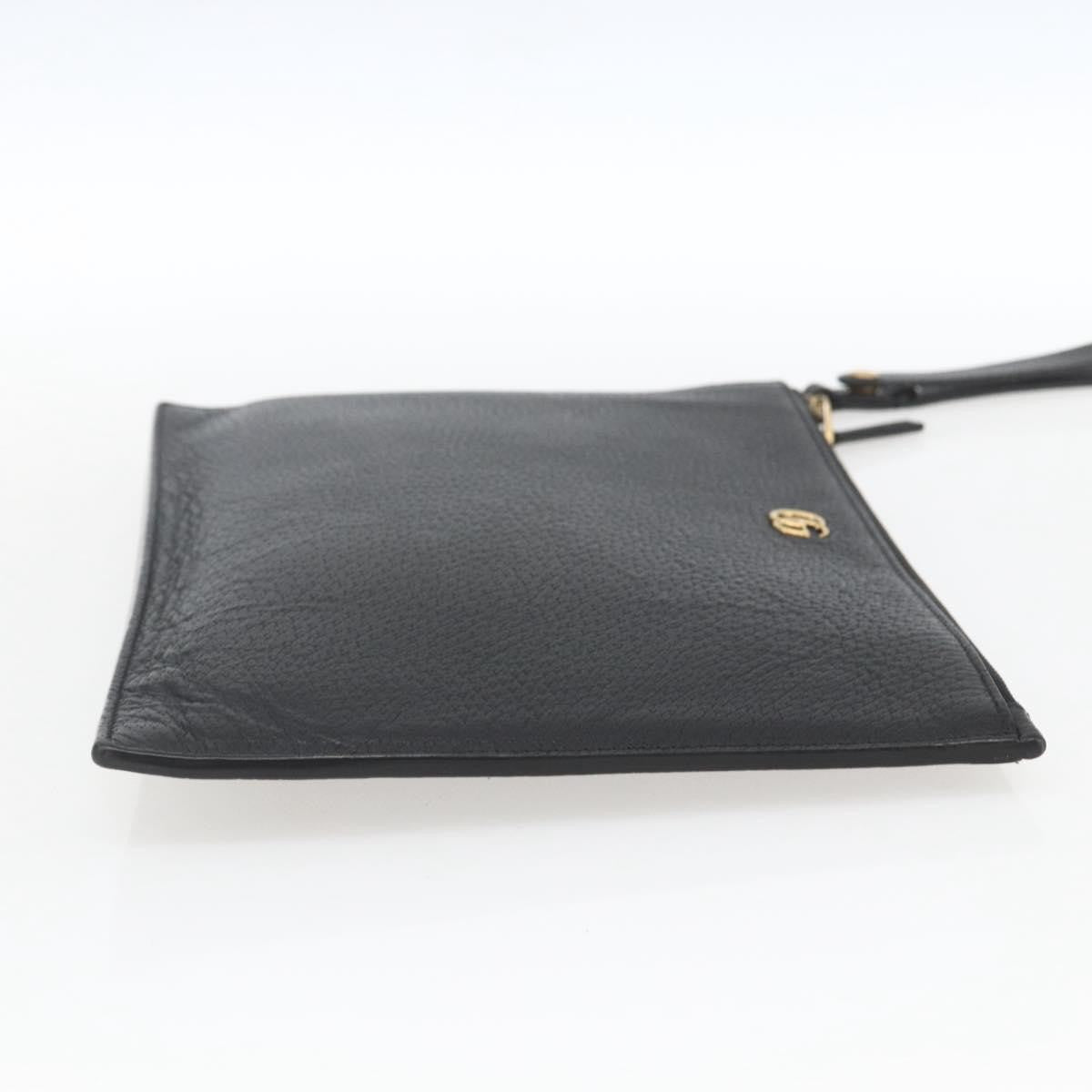 Gucci Gg Marmont Pouch Leather Black Leather Clutche & Pouche Bag (Pre-Owned)