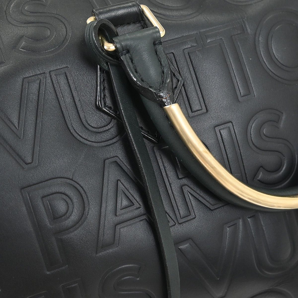 Louis Vuitton Paris Speedy Cube Bag Embossed Leather Black Leather Handbag
