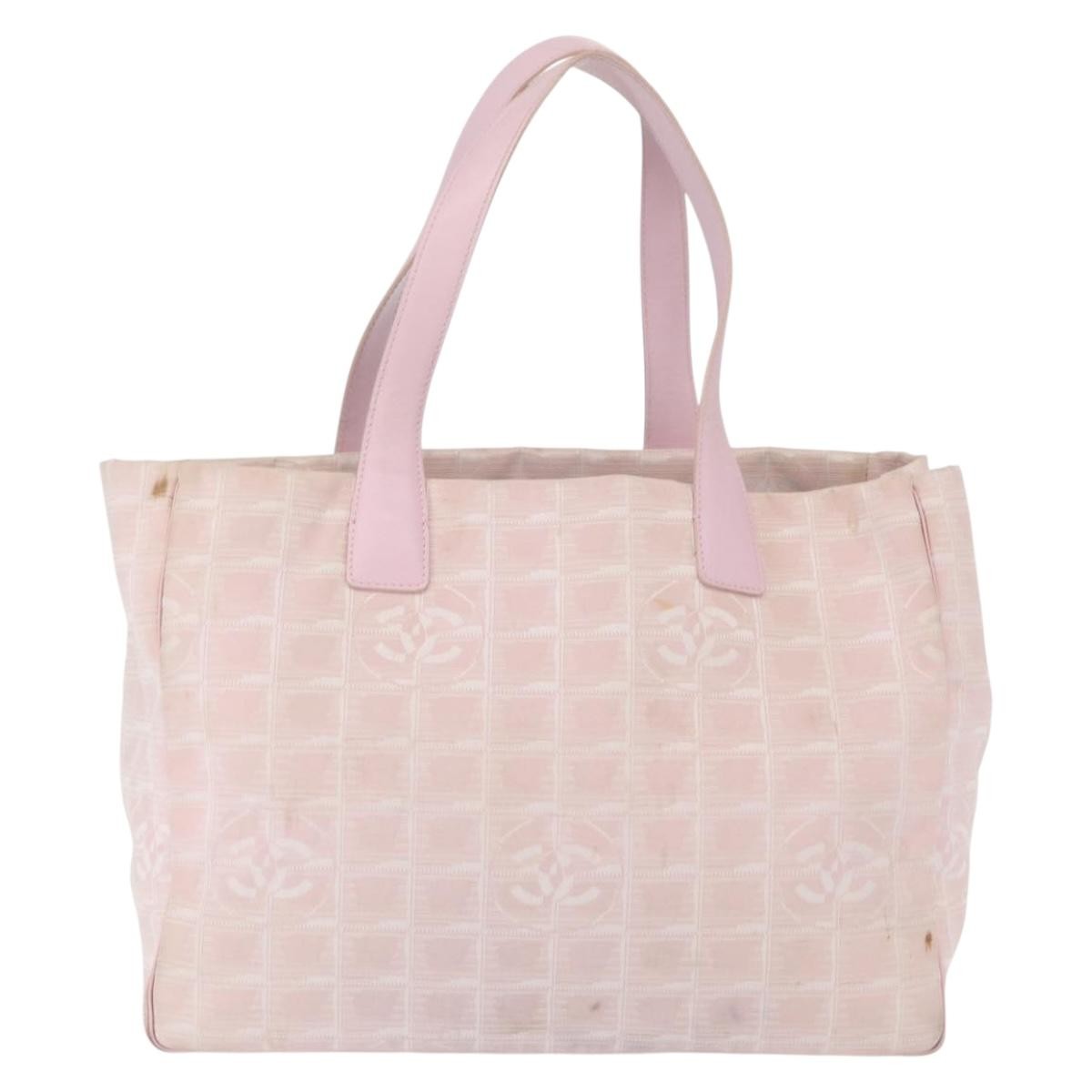 Chanel Travel Line Tote Nylon Pink Nylon Tote Bag Bag