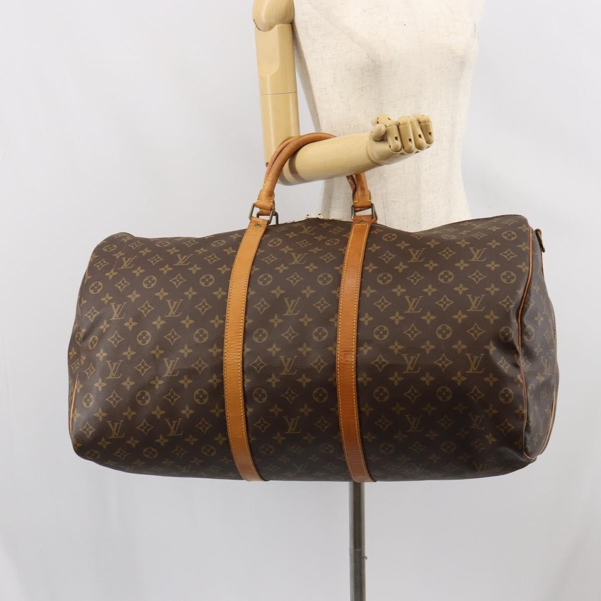 Louis Vuitton Keepall Bandouliere Bag Monogram Canvas Brown Canvas Travel Bag