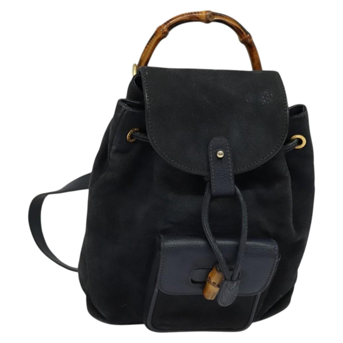 Gucci Gucci Bamboo Backpack Daim Navy Suede Backpack Bag (Pre-Owned)