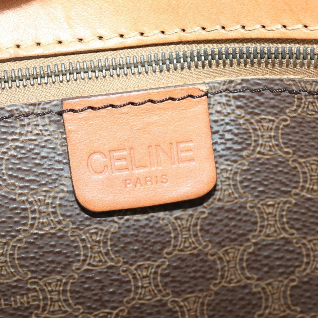 Celine Vintage Macadam Boston Bag Canvas And Leather Brown Pvc Travel Bag Bag