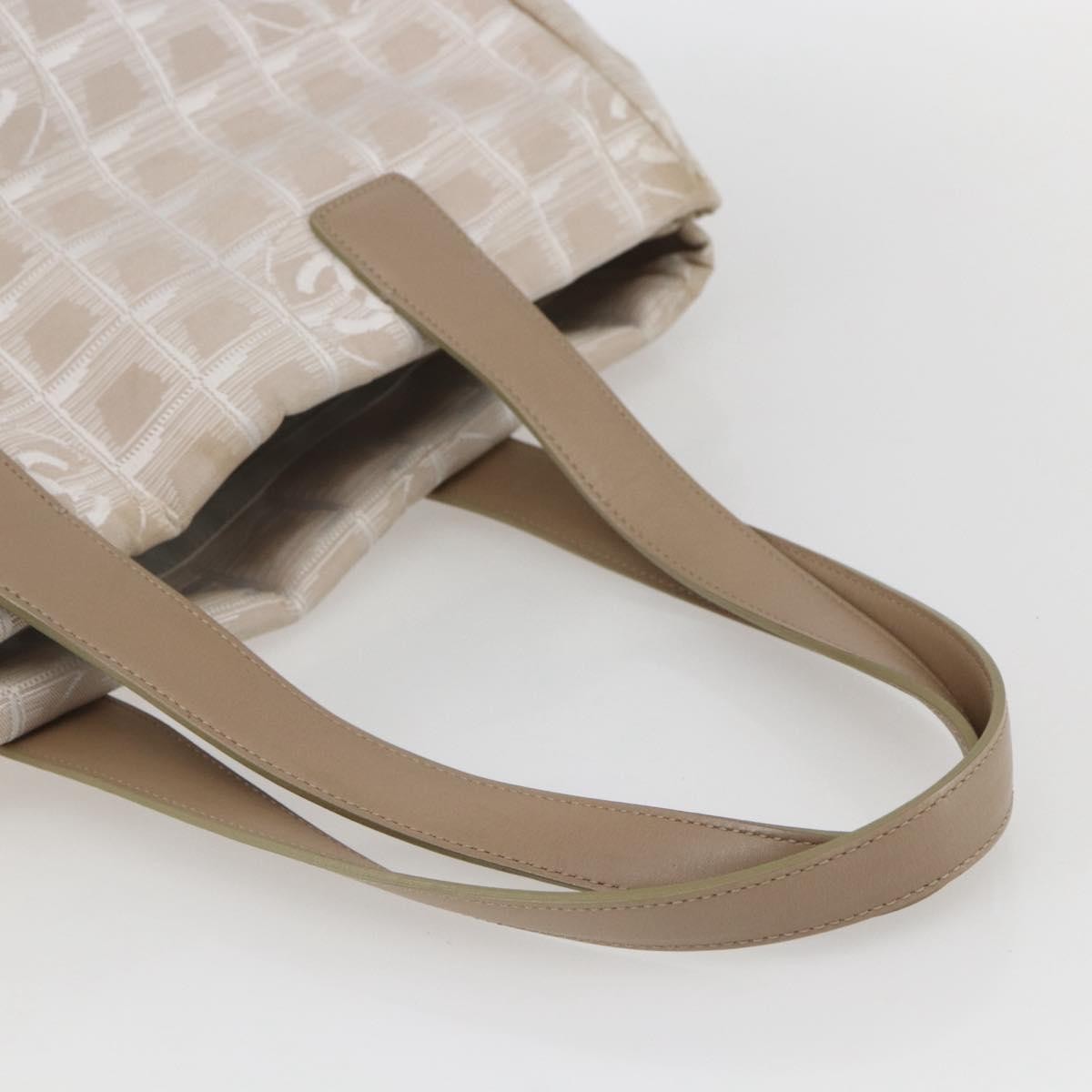 Chanel Travel Line Tote Nylon Beige Nylon Handbag