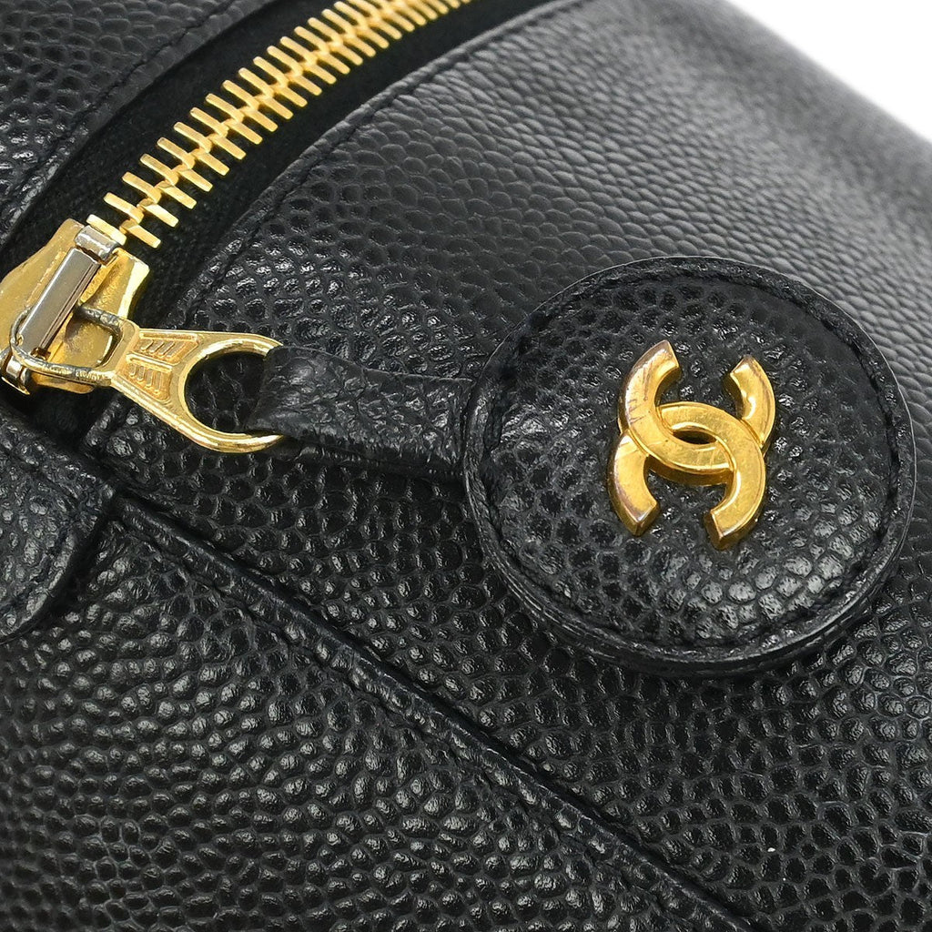 Chanel Vintage Timeless Cosmetic Case Caviar Black Leather Handbag