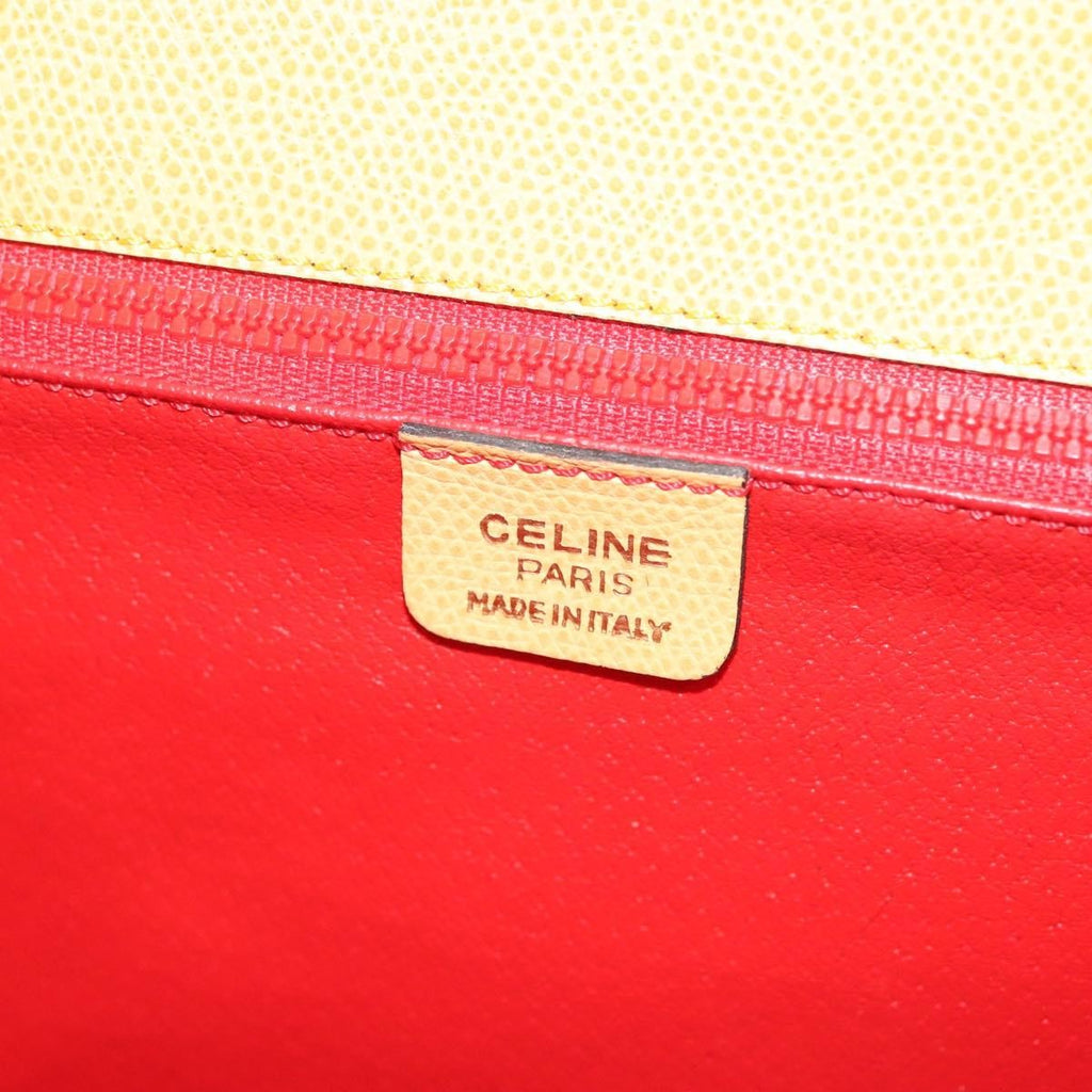 Celine Vintage Convertible Turnlock Top Handle Bag Leather Yellow Leather Bag