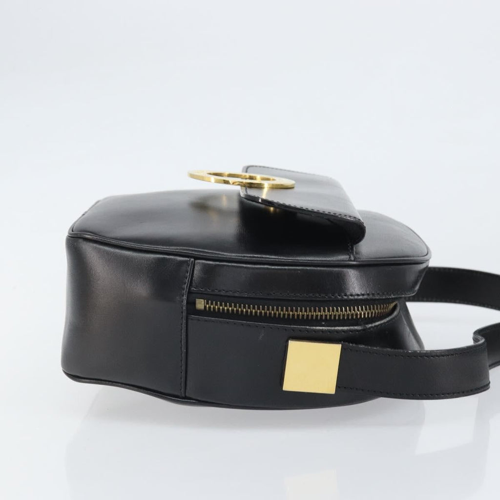 Celine Circle Logo Shoulder Bag Leather Black Leather Shoulder Bag Bag