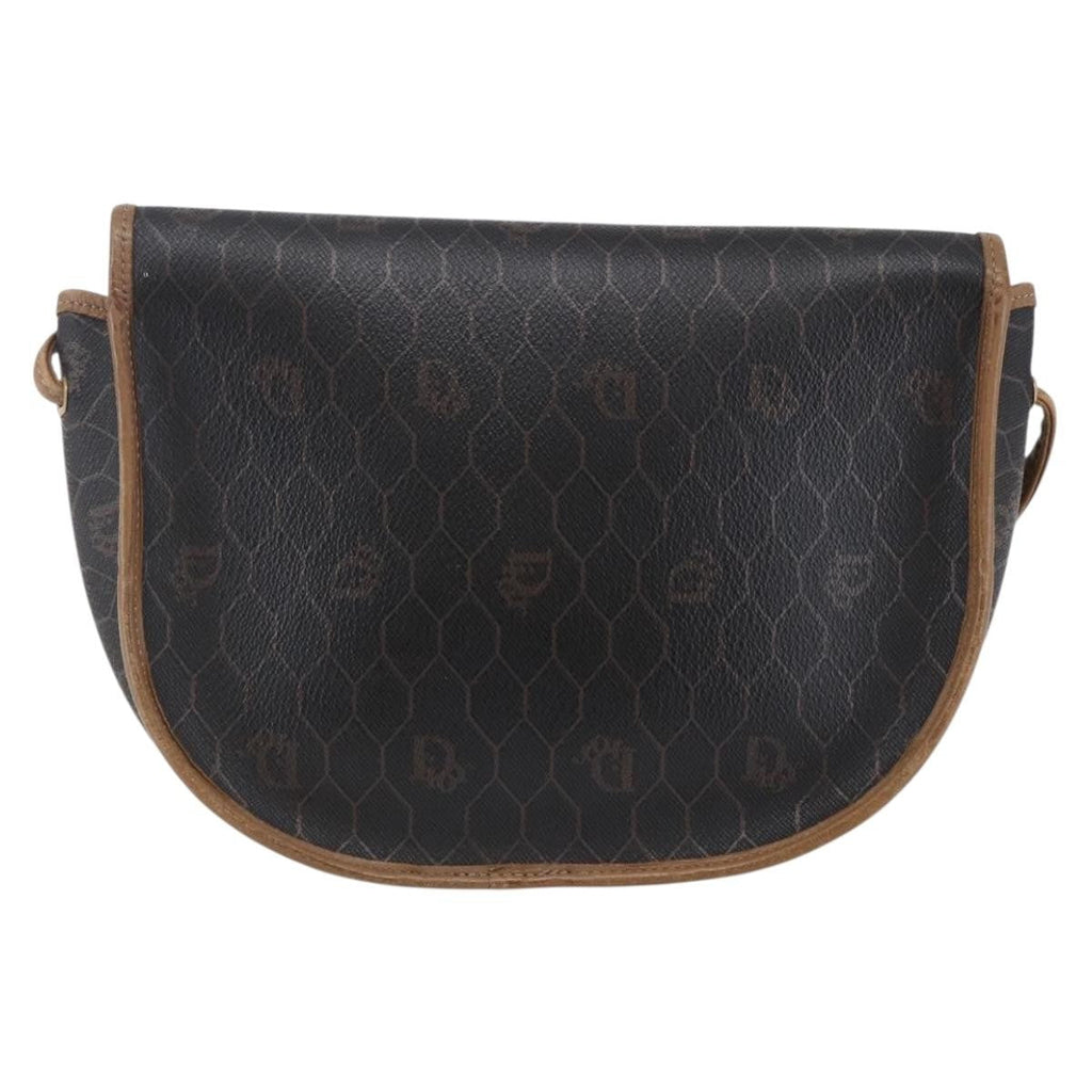 Christian Dior Vintage Honeycomb Flap Crossbody Bag Canvas And Leather Black Canvas Shoulder Bag Bag (Pre-Owned)