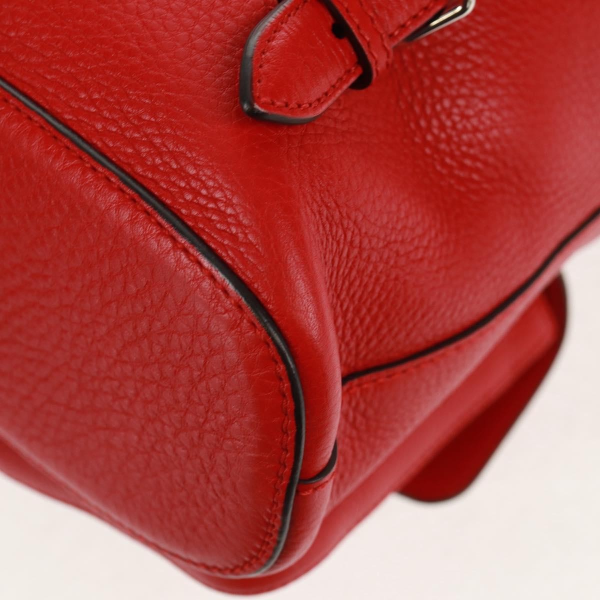 Gucci Bamboo Tassel Backpack Leather Red Leather Backpack Bag (Pre-Owned)