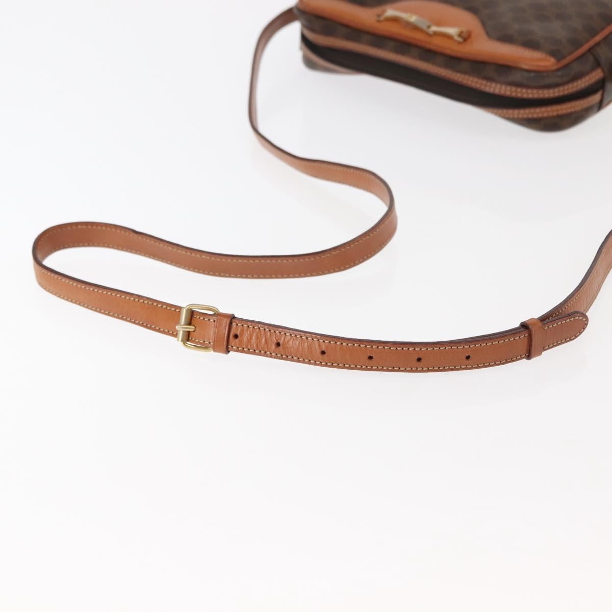Celine Macadam Shoulder Bag Pvc Leather Brown Canvas Bag