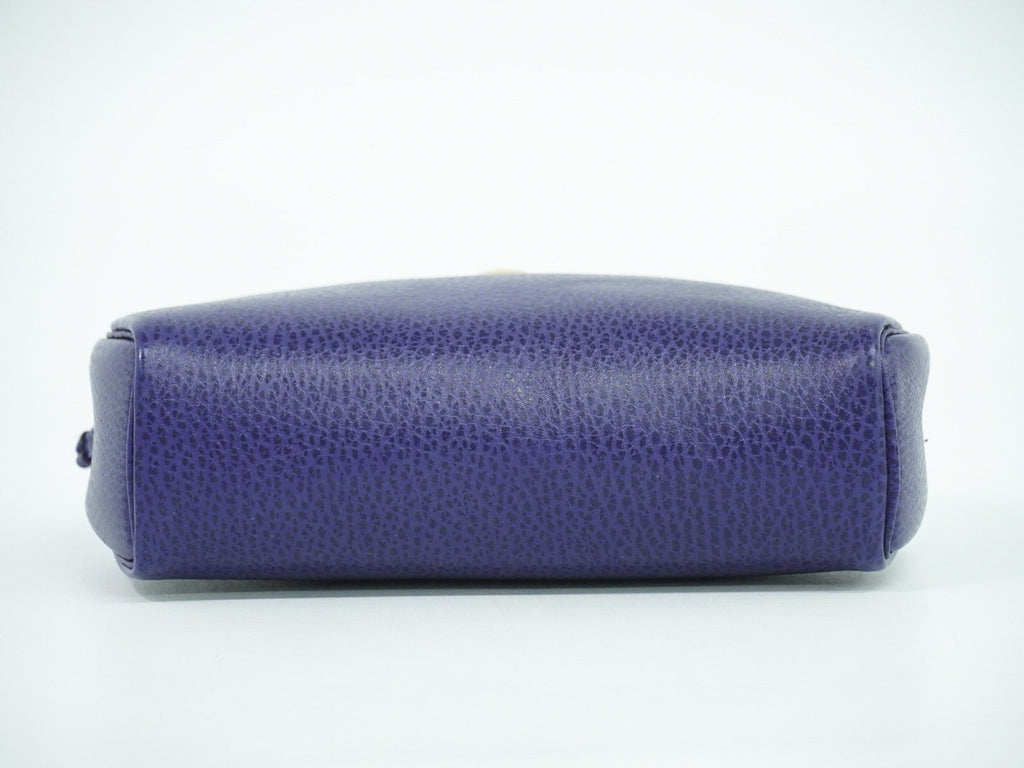 Christian Dior Vintage Zip Pochette Leather Blue Leather Clutche & Pouche Bag (Pre-Owned)