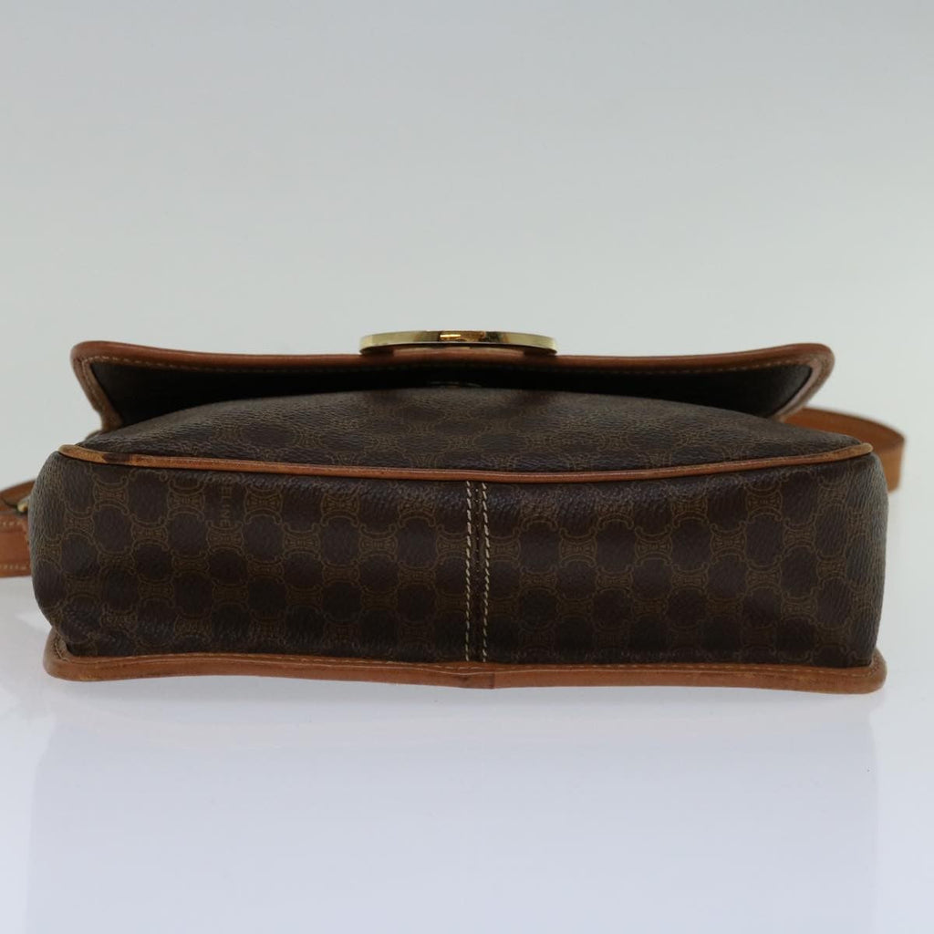 Celine Circle Logo Shoulder Bag Canvas Brown Pvc Shoulder Bag Bag