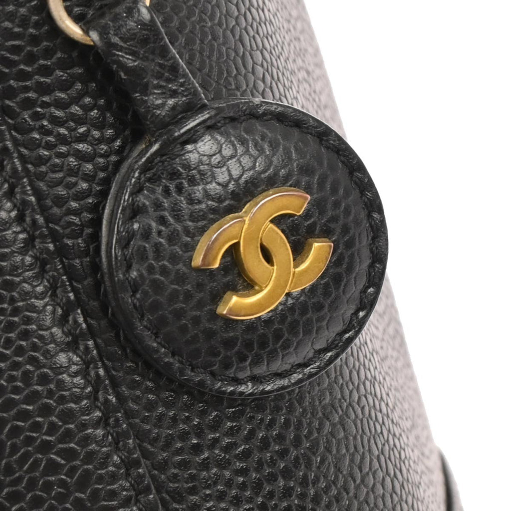 Chanel Vintage Timeless Cosmetic Case Caviar Black Leather Handbag