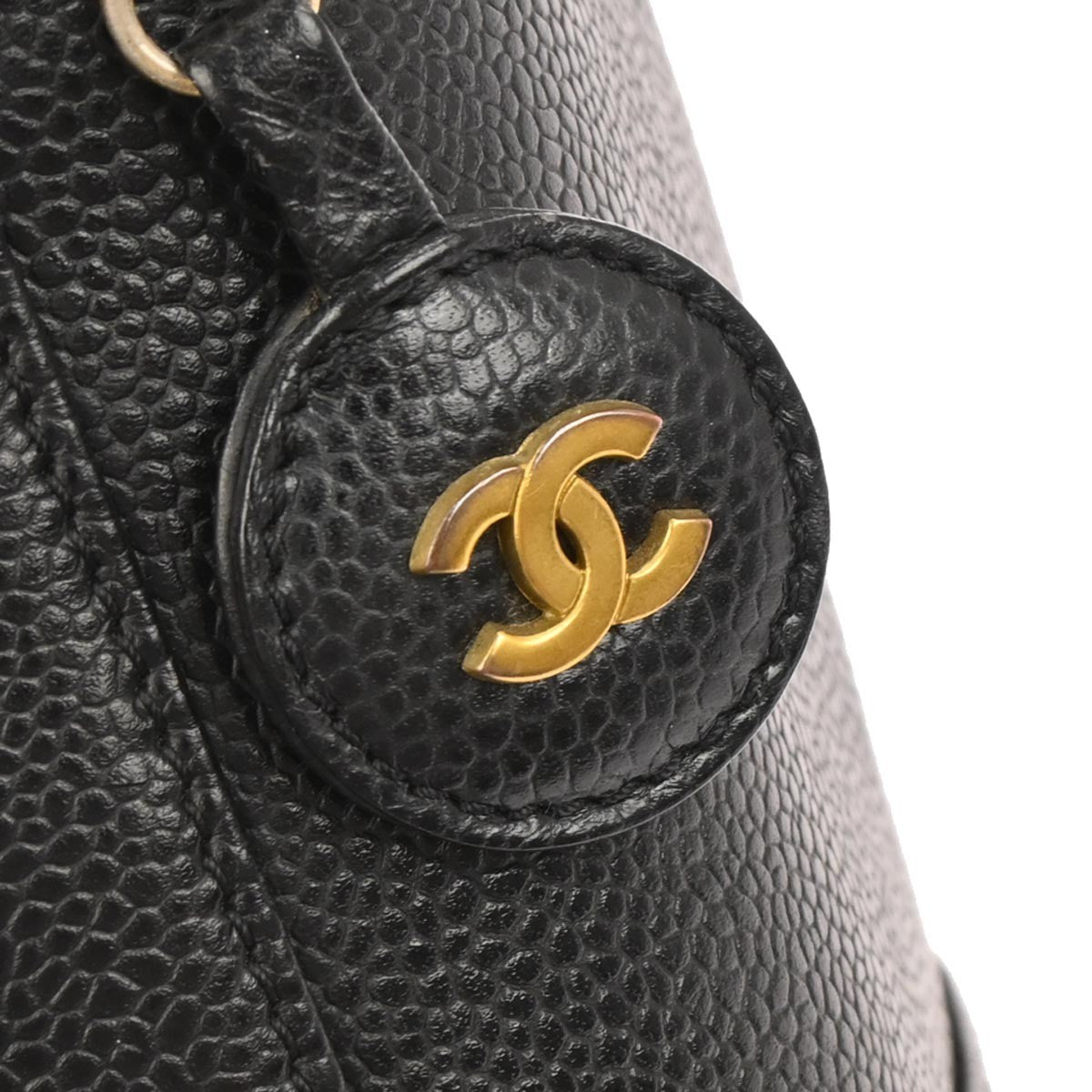 Chanel Vintage Timeless Cosmetic Case Caviar Black Leather Handbag
