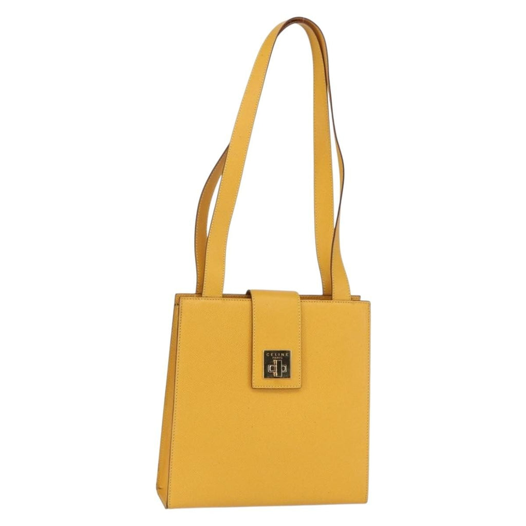 Celine Vintage Shoulder Bag Leather Yellow Leather Shoulder Bag Bag