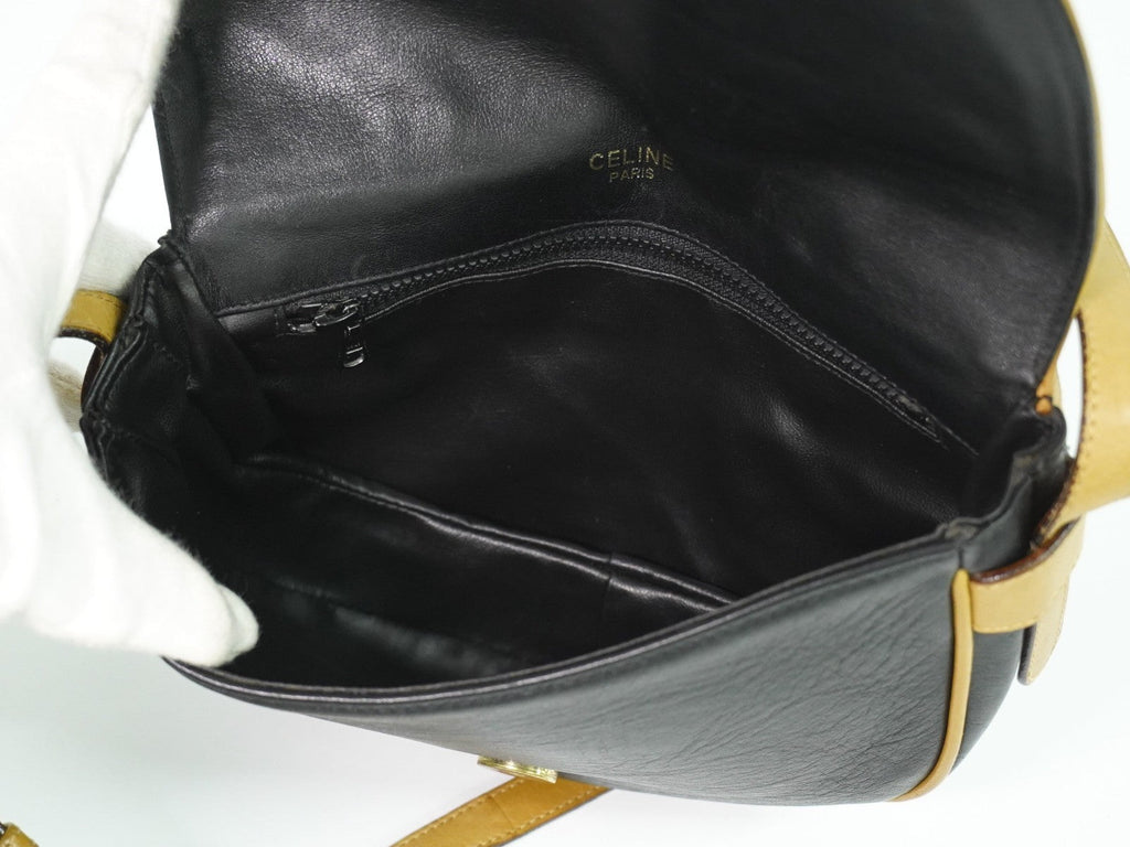 Celine Vintage Shoulder Bag Leather Black Leather Shoulder Bag Bag