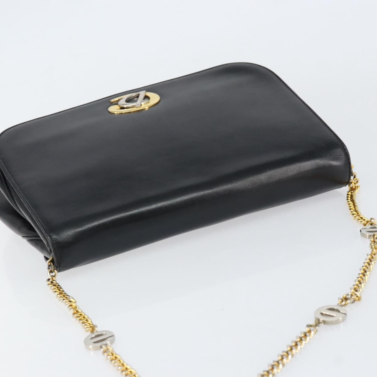Christian Dior Vintage Chain Flap Shoulder Bag Leather Black Leather Shoulder Bag Bag (Pre-Owned)
