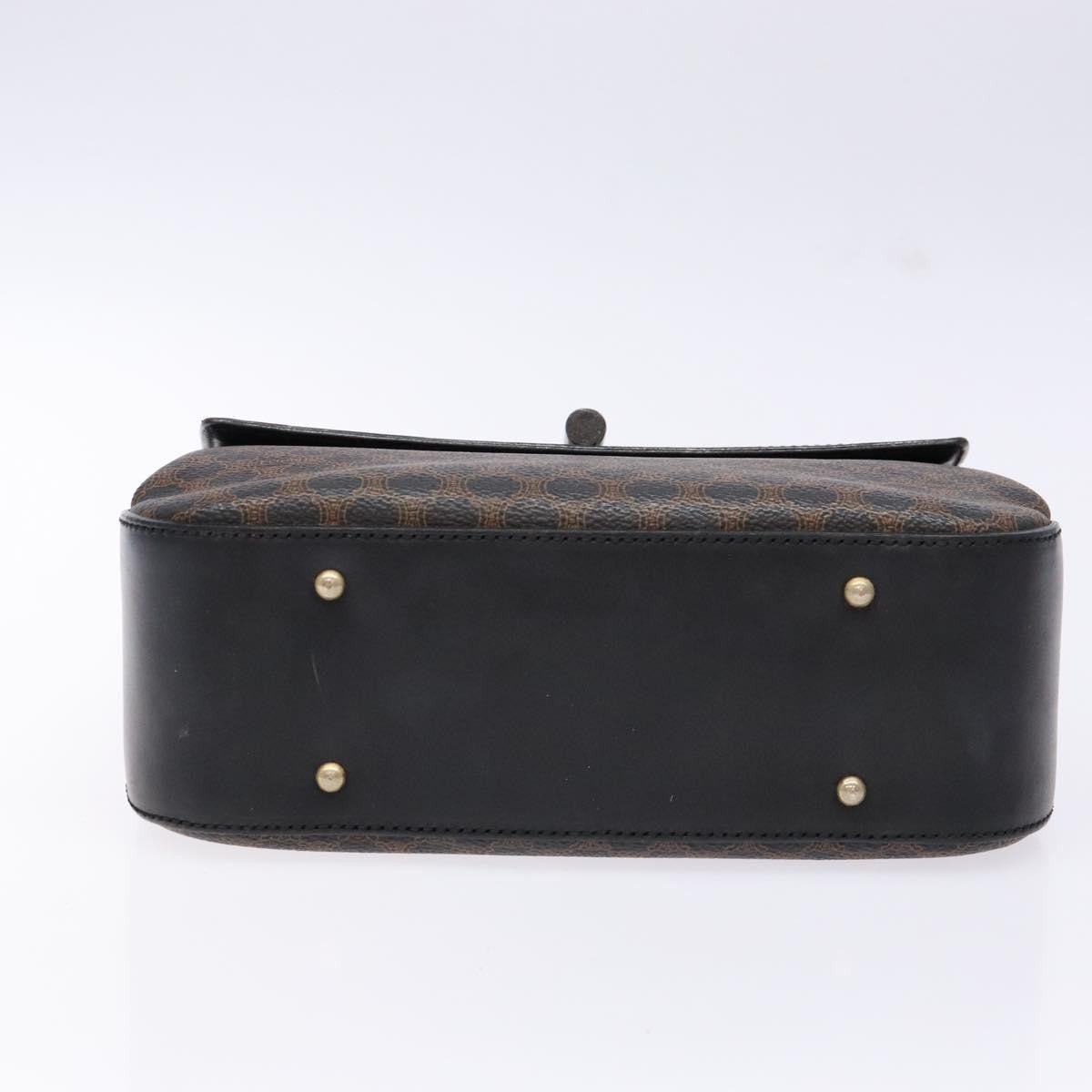 Celine Vintage Convertible Top Handle Bag Macadam Coated Canvas Black Canvas Handbag