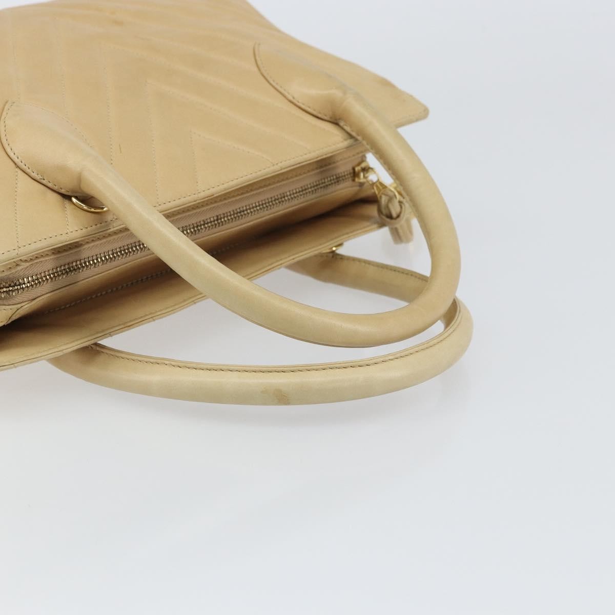 Chanel Vintage Convertible Tote Chevron Lambskin Beige Leather Tote Bag Bag