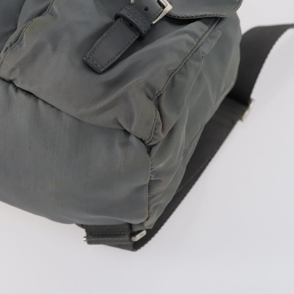 Prada Double Front Pocket Backpack Tessuto Gray Nylon Backpack Bag