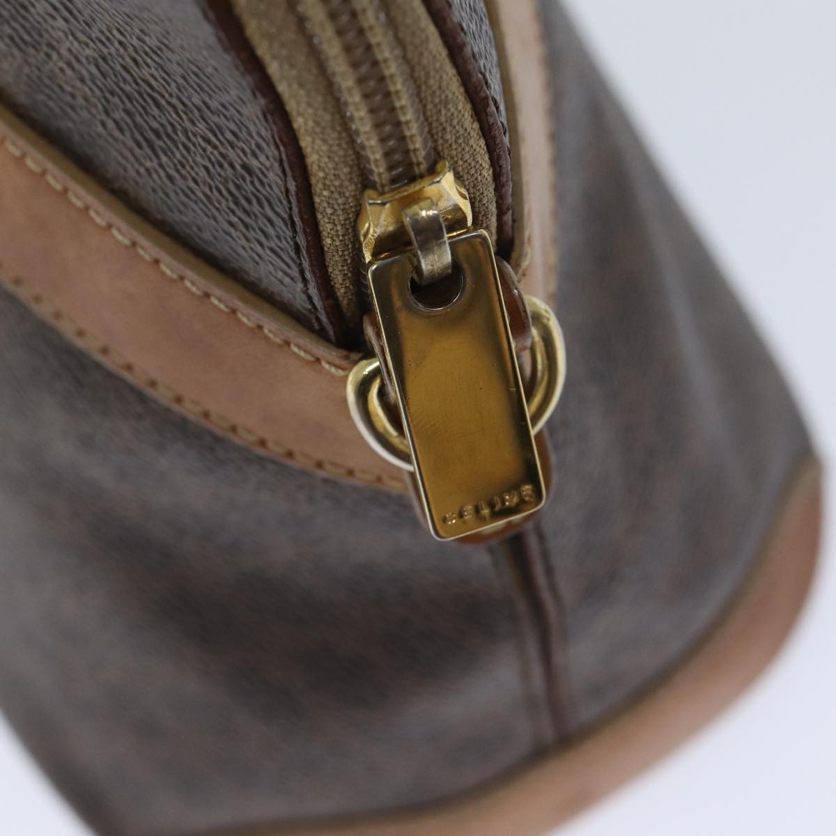 Celine Vintage Macadam Handbag Canvas And Leather Brown Canvas Handbag