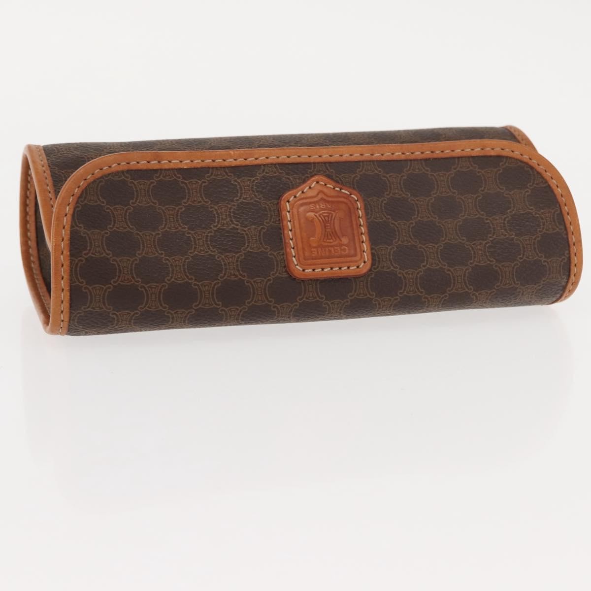 Celine Macadam Pochette Canvas And Leather Brown Canvas Clutche & Pouche Bag