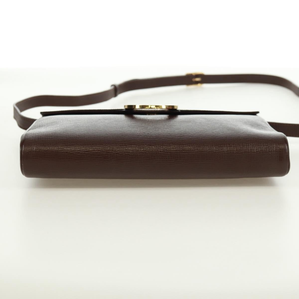 Celine Circle Logo Shoulder Bag Leather Brown Leather Shoulder Bag Bag