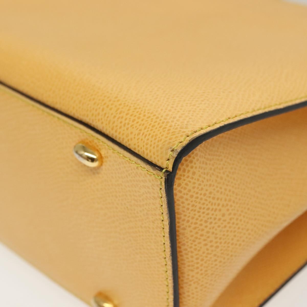 Celine Vintage Convertible Turnlock Top Handle Bag Leather Yellow Leather Bag