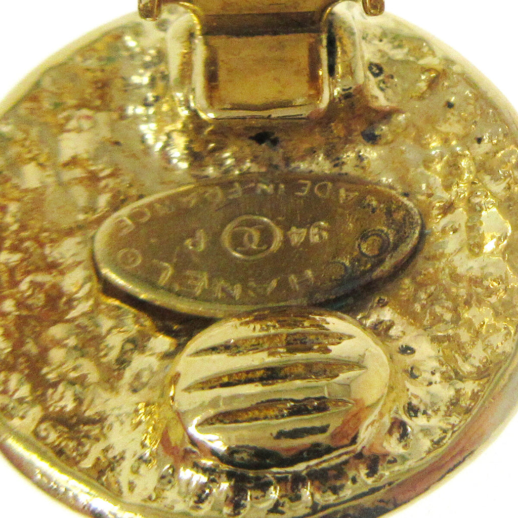 Chanel Vintage Cc Round Clip-On Earrings Metal Gold Gold_Plated Earrings Jewelry