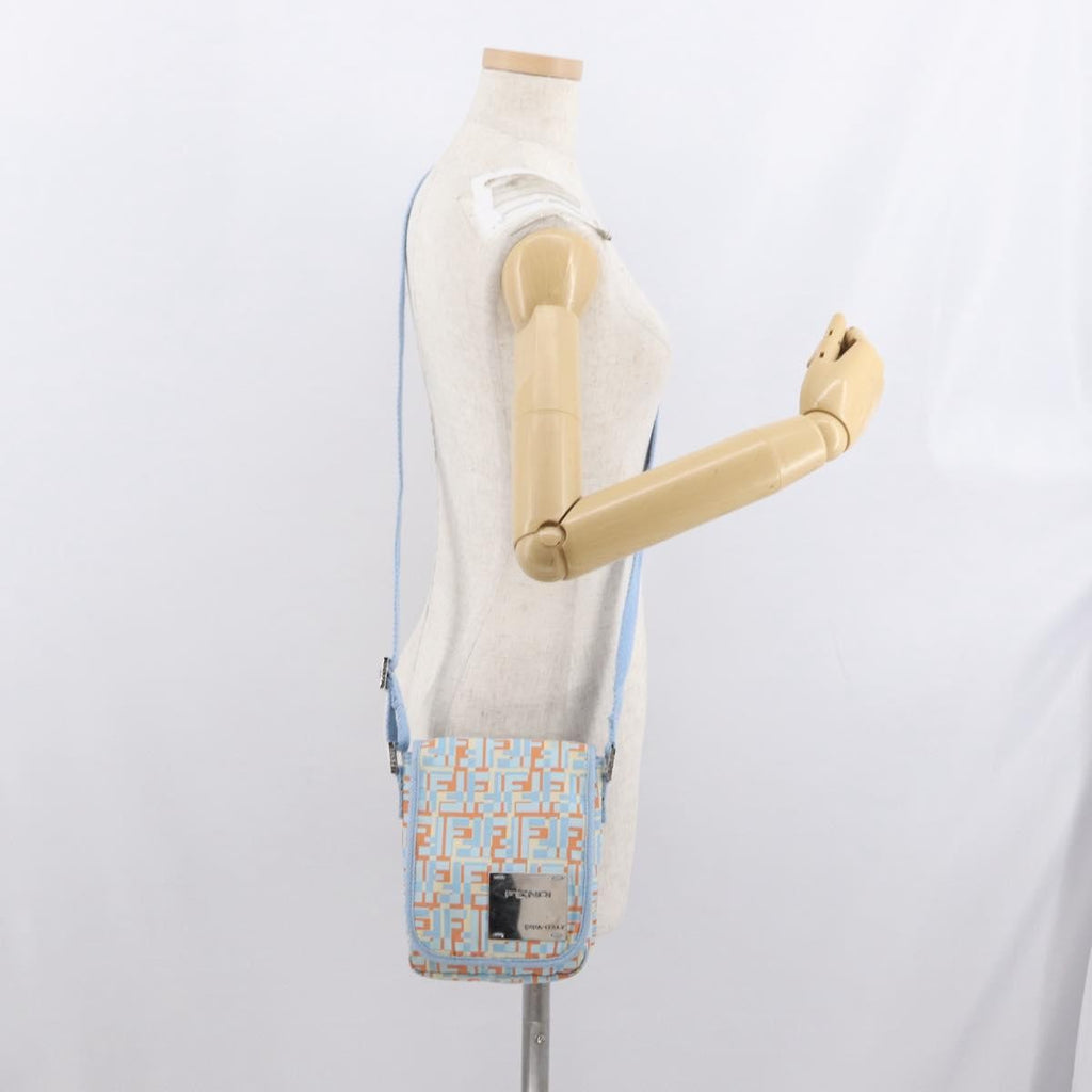 Fendi Logo Zucca Shoulder Bag Zucca Blue Canvas Shoulder Bag Bag