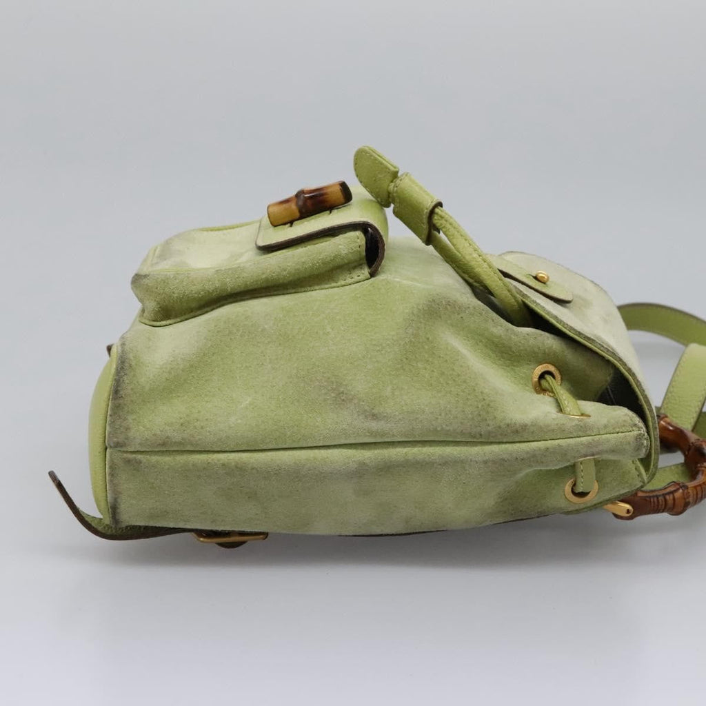 Gucci Gucci Bamboo Backpack Daim Green Suede Backpack Bag (Pre-Owned)