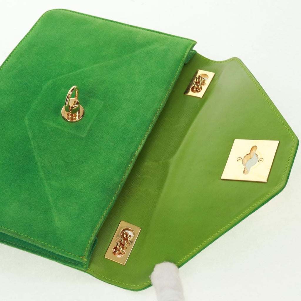 Celine Vintage Shoulder Bag Suede Green Suede Shoulder Bag Bag